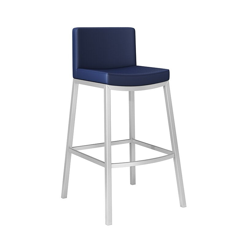 Chaise de bar design en cuir et métal avec repose pieds