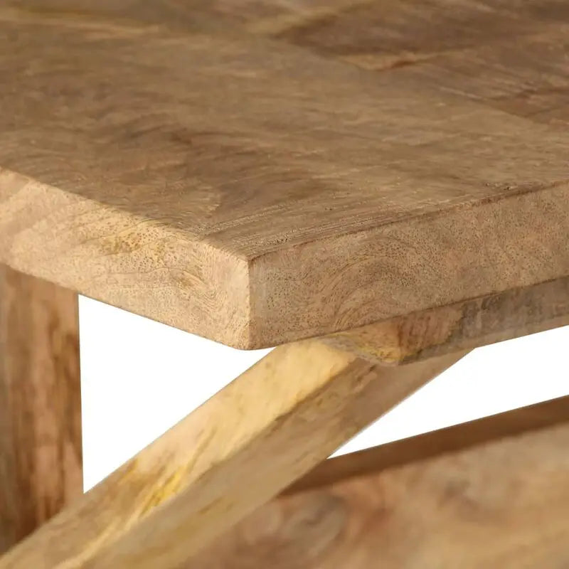 Banc scandinave en bois brut avec pieds croisés