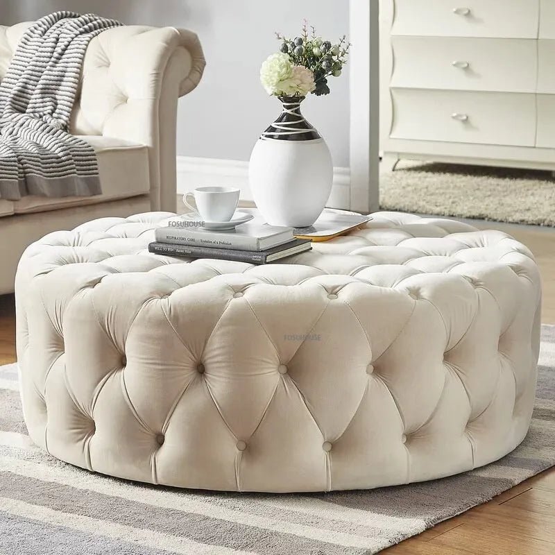 Banc design en velours circulaire capitonné