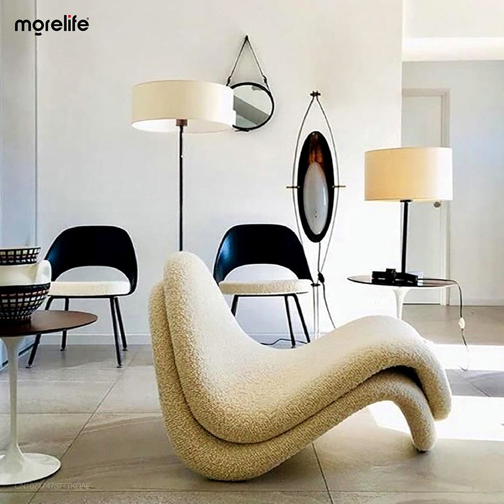 Fauteuil design bouclette écru contemporain SINUSO