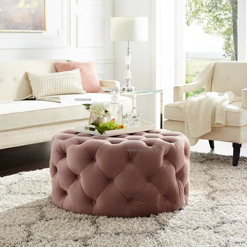 Banc design en velours circulaire capitonné