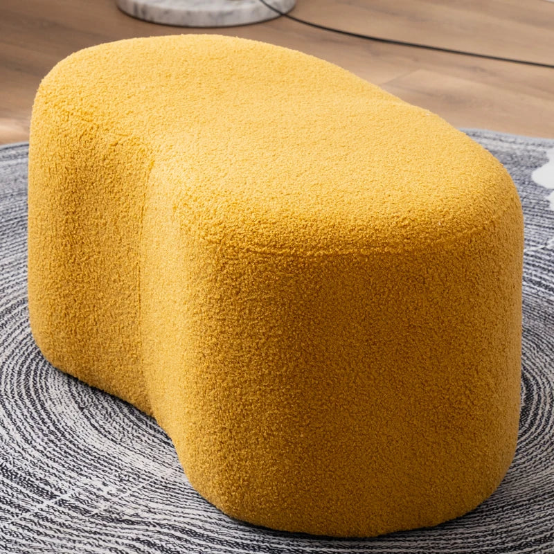 Banc scandinave design incurvé sans dossier jaue