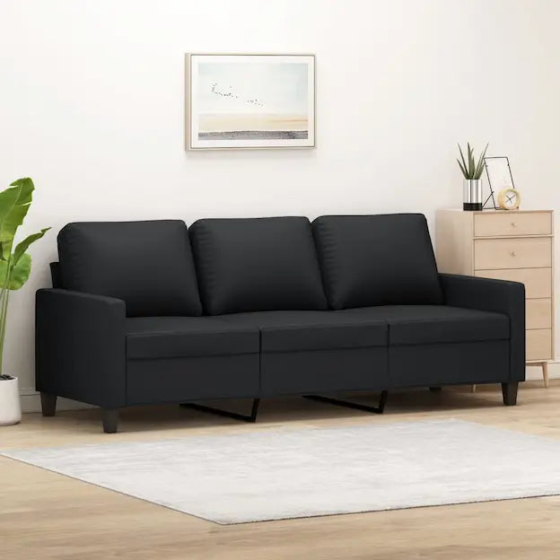 Canapé moderne 3 places tissu et coussins confort