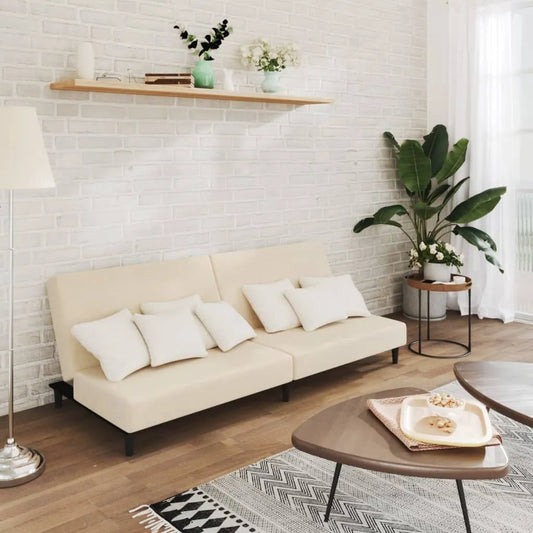 Canapé convertible en velours crème 3 places assises