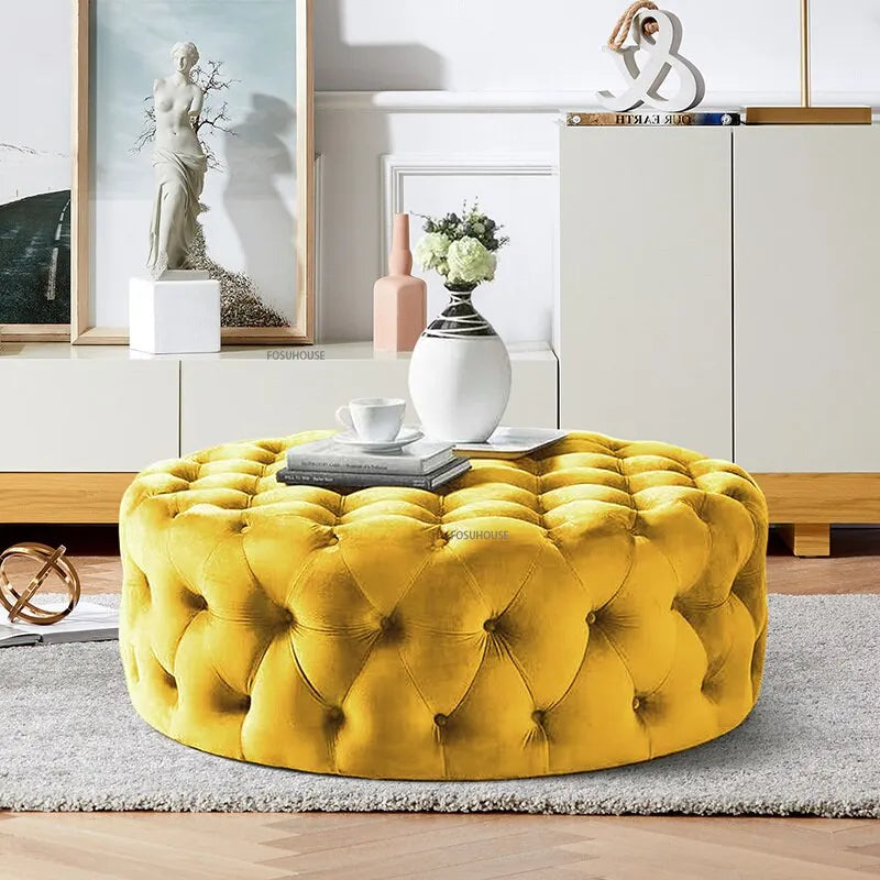 Banc design en velours circulaire capitonné