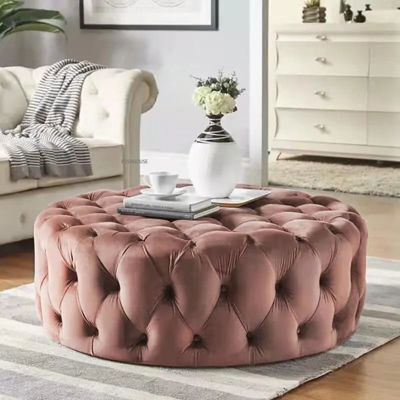Banc design en velours circulaire capitonné