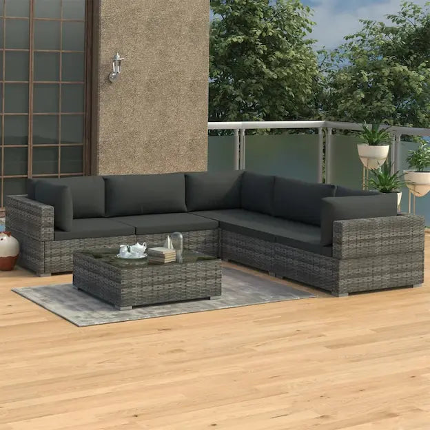 Salon de jardin avec canapé d'angle modulable et table basse