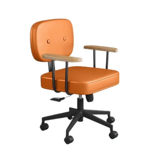 Chaise de bureau scandinave contemporaine sur roulettes avec accoudoirs bois