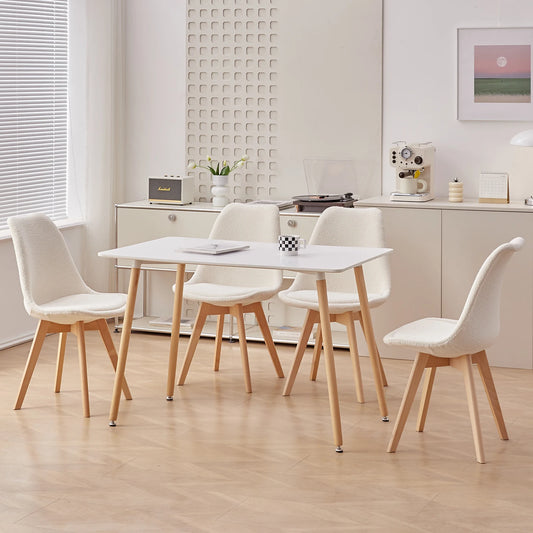 Chaise salle à manger bouclette blanche