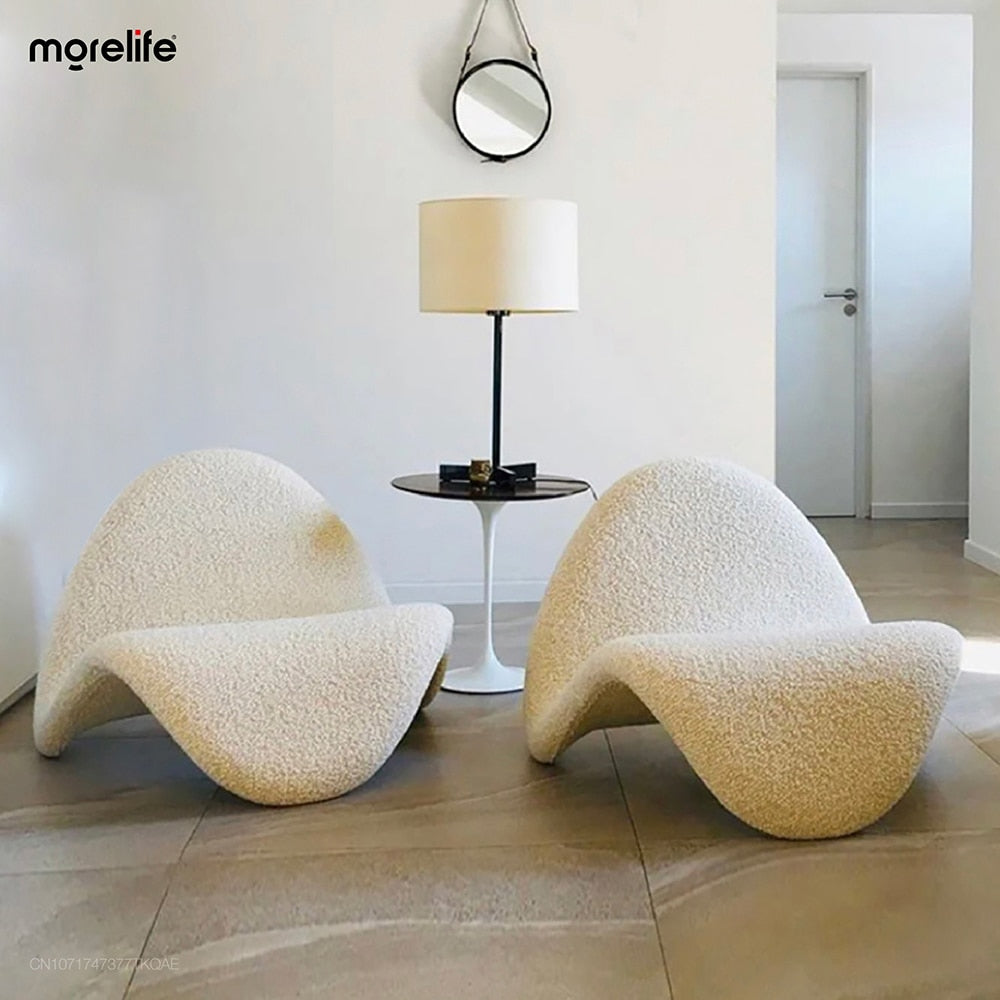 Fauteuil design bouclette écru contemporain SINUSO