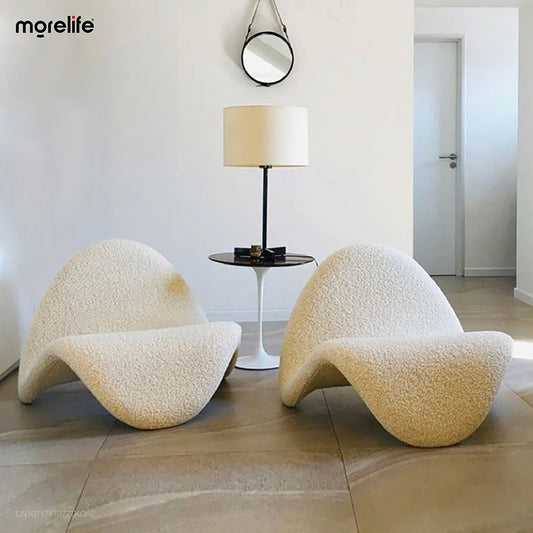 Fauteuil design bouclette écru contemporain SINUSO