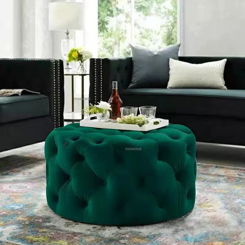 Banc design en velours circulaire capitonné