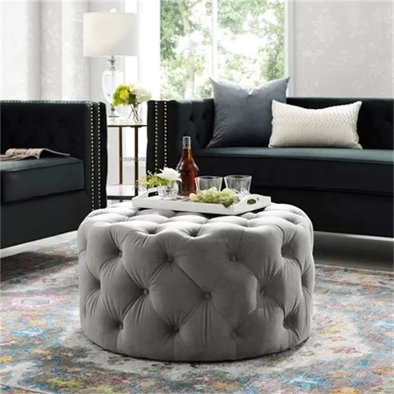 Banc design en velours circulaire capitonné