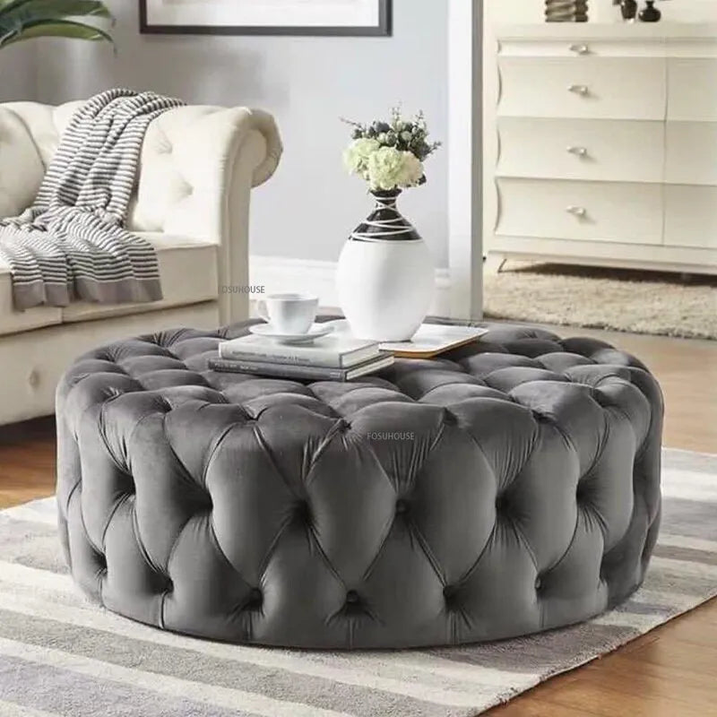 Banc design en velours circulaire capitonné