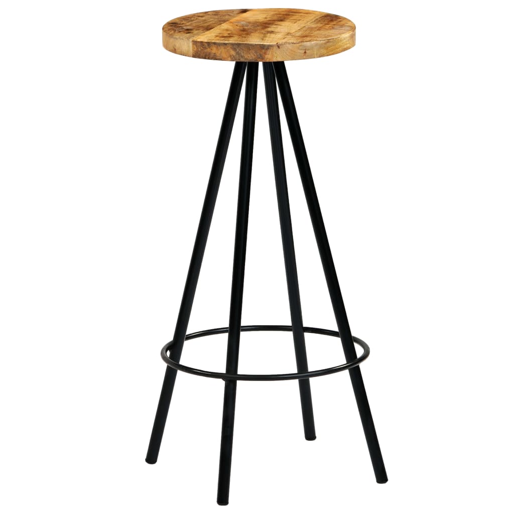 image_3Tabouret de bar industriel rustique en bois et métal avec repose pieds et assise rondin ( lot de 4 )