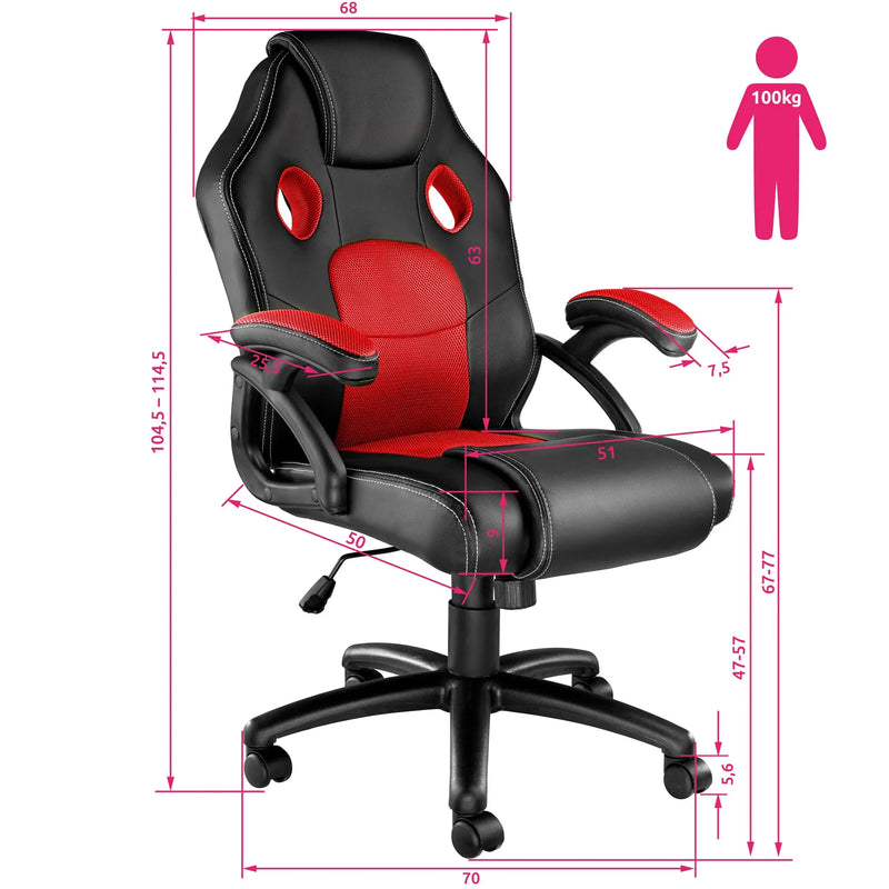 Chaise de bureau confort assise fauteuil de bureau avec accoudoirs sur roulettes et ajustable