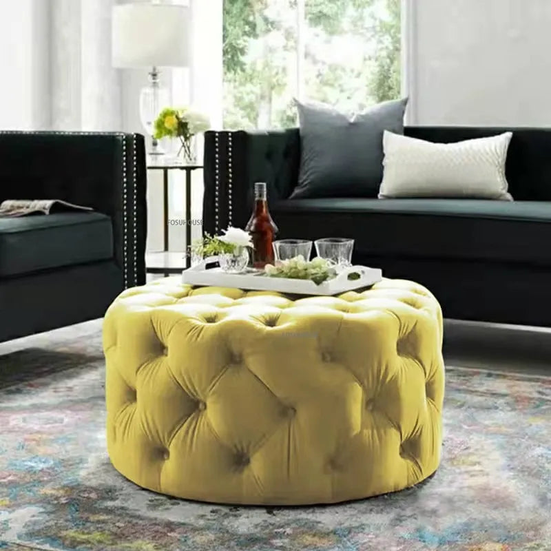 Banc design en velours circulaire capitonné