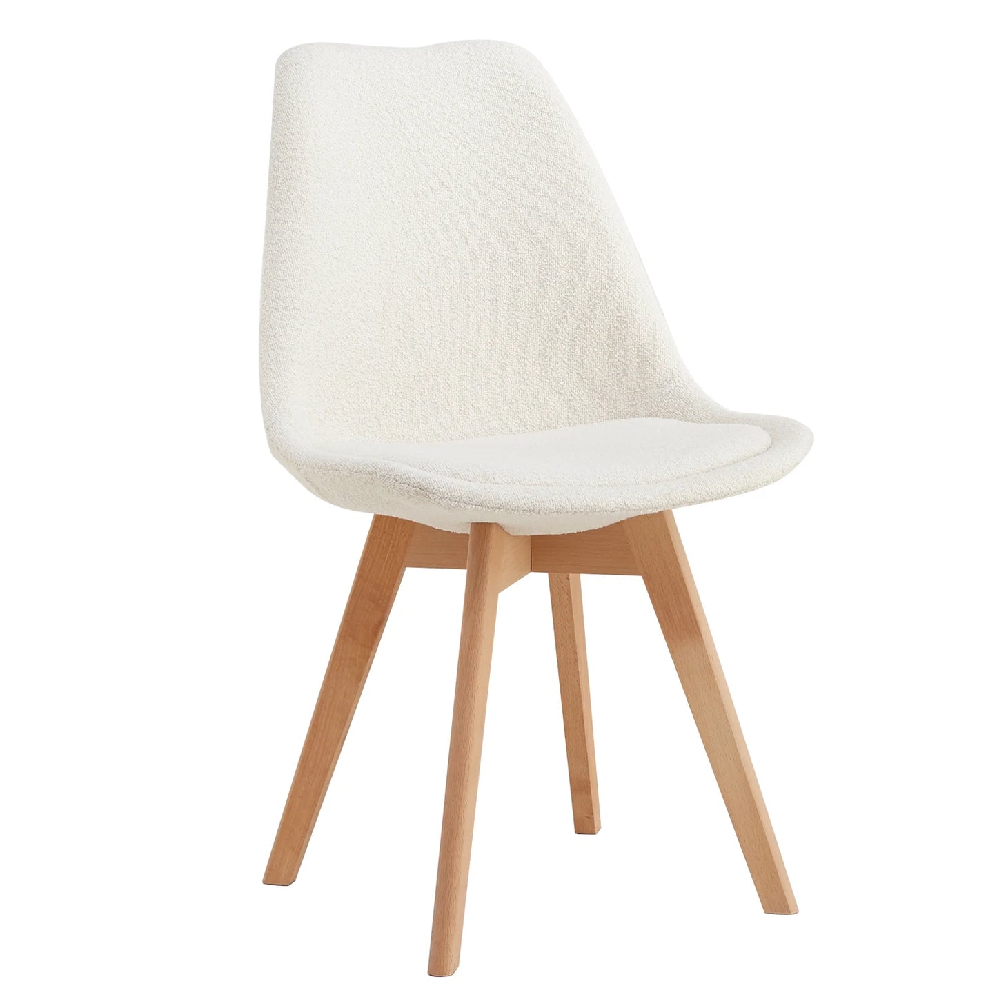 Chaise scandinave revêtement bouclette et pieds en bois (lot de 2)
