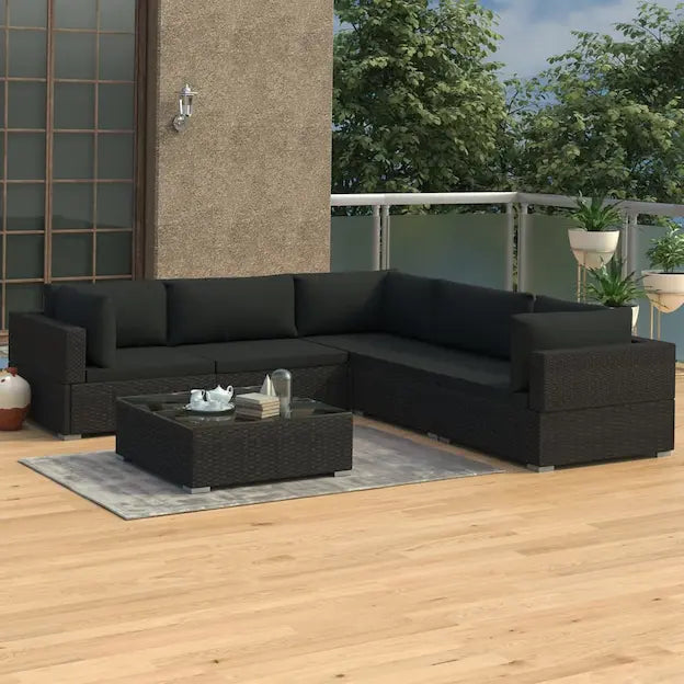 Salon de jardin avec canapé d'angle modulable et table basse