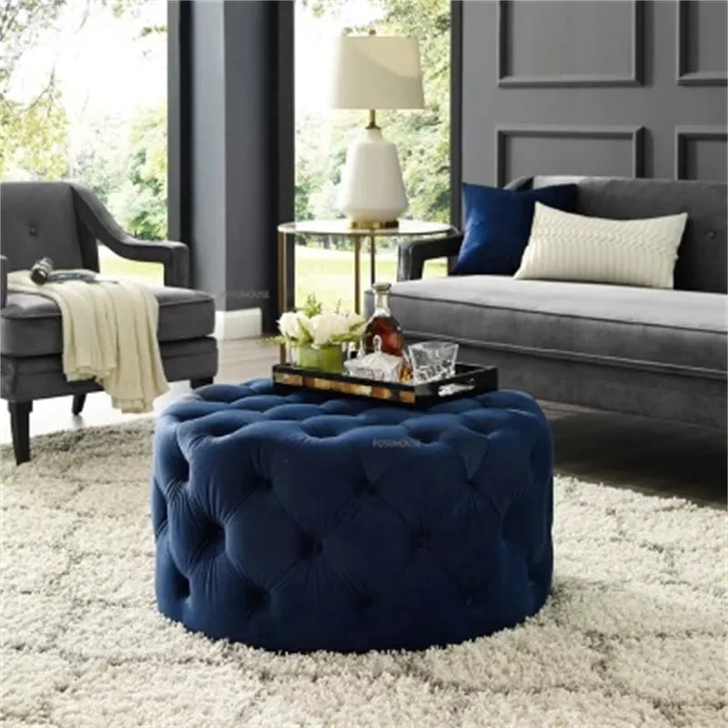 Banc design en velours circulaire capitonné