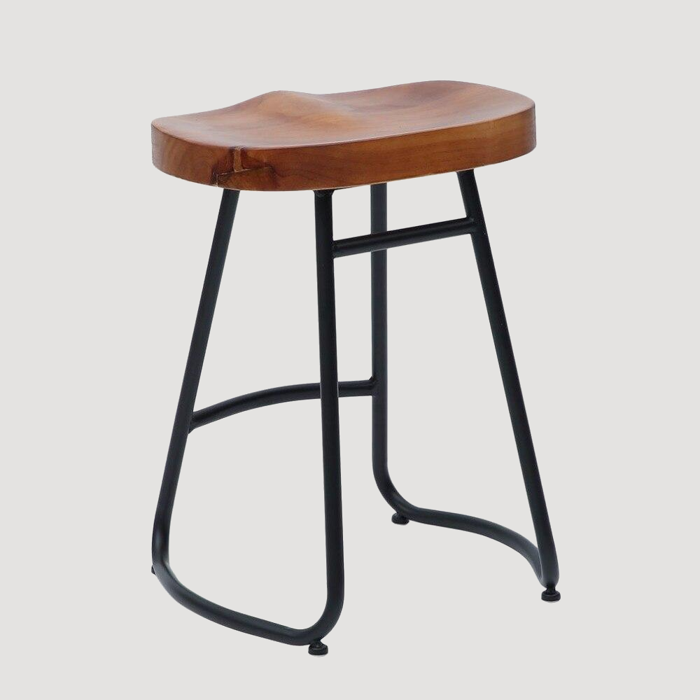 Tabouret de bar industriel en bois et fer