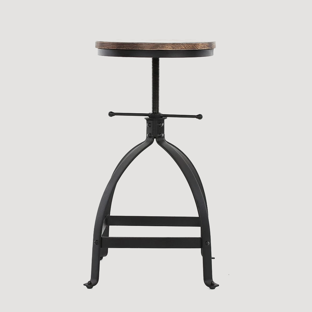 Tabouret vintage industriel en bois et fer