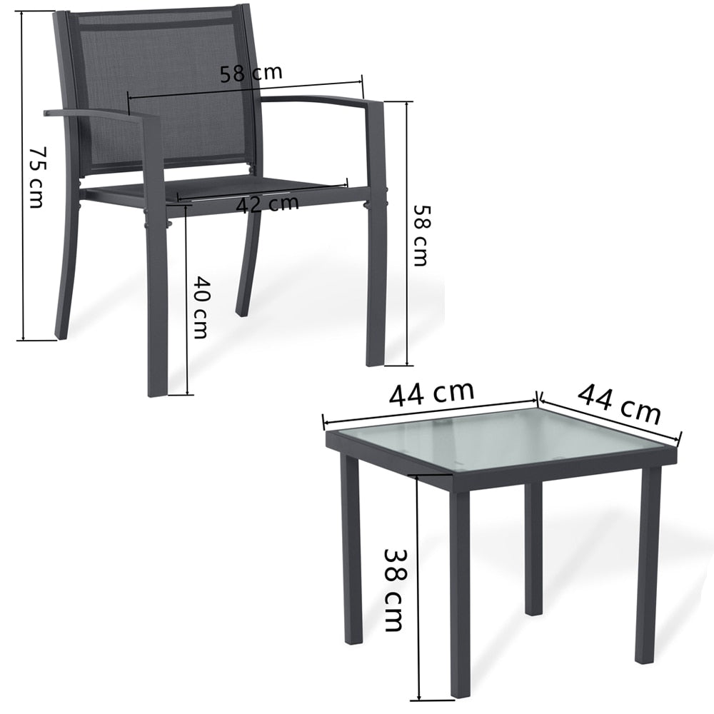 Chaise moderne en rotin pour terrasse (lot de 2 avec table)