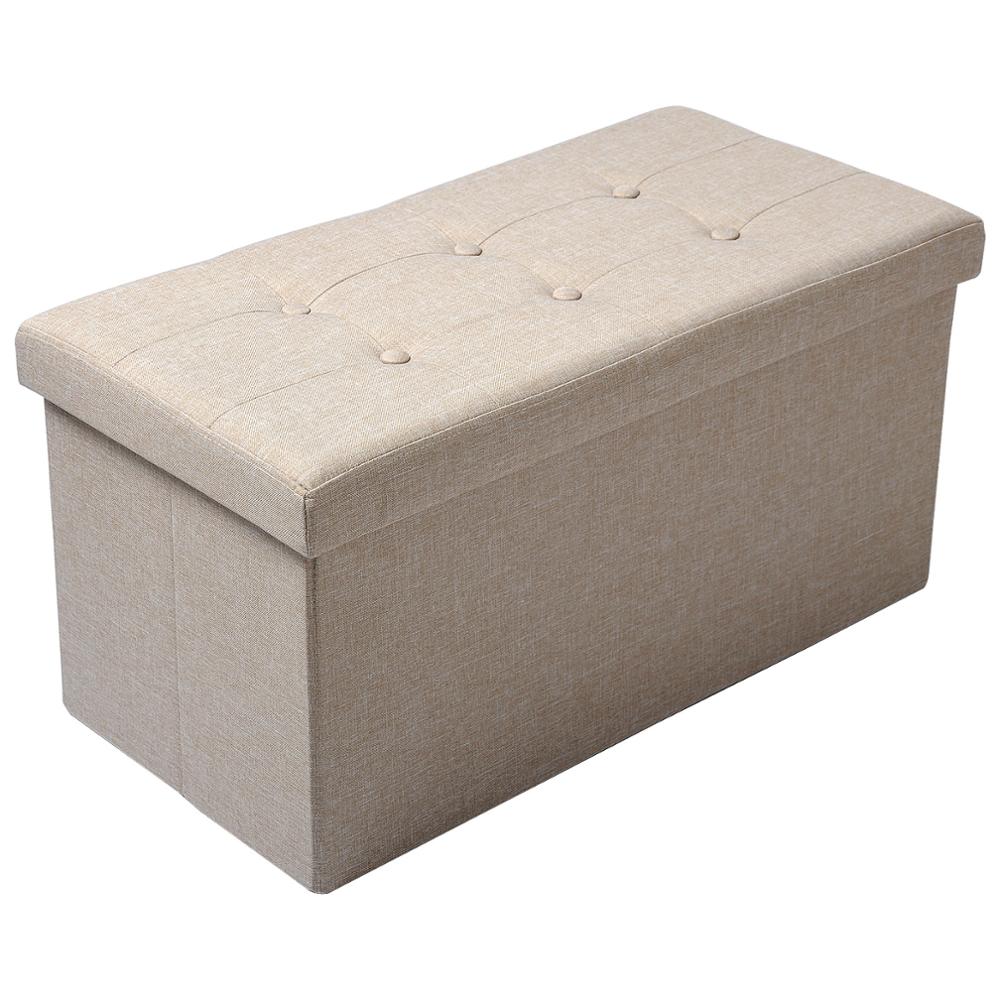 Banc de rangement pliable en tissu avec couvercle capitonné