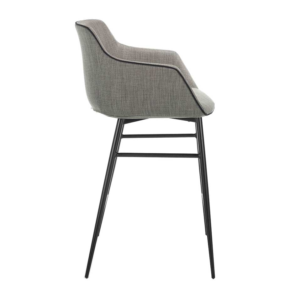 Chaise de bar design style fauteuil en tissu et métal