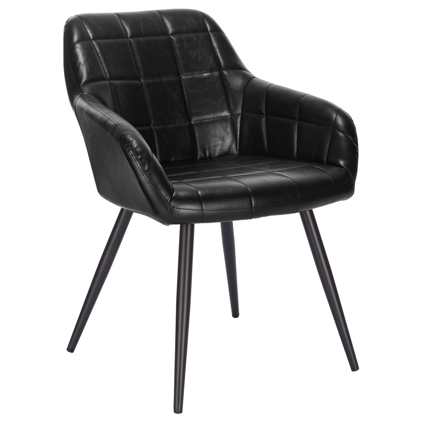 Chaise moderne à large dossier surpiqué et pieds en métal