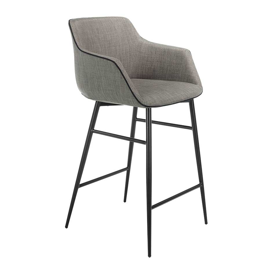 Chaise de bar design style fauteuil en tissu et métal