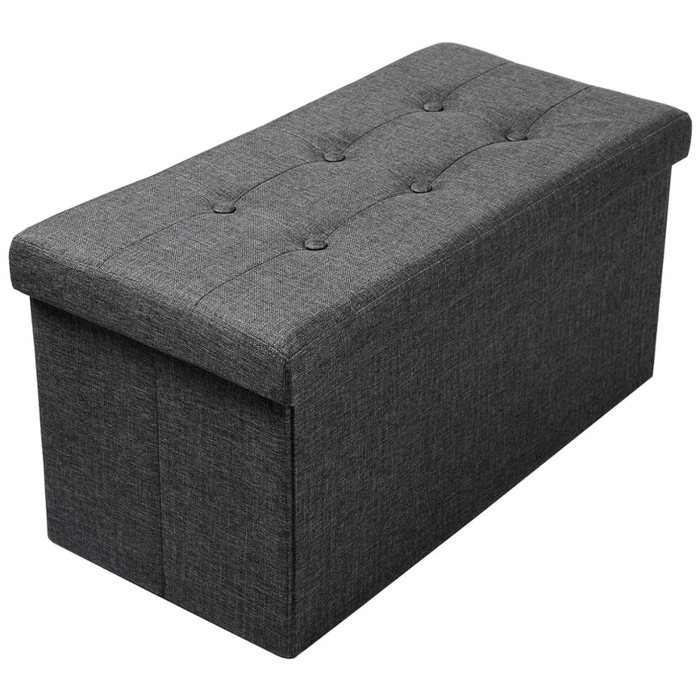 Banc de rangement pliable en tissu avec couvercle capitonné