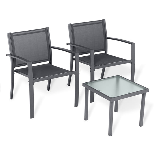 Chaise moderne en rotin pour terrasse (lot de 2 avec table)