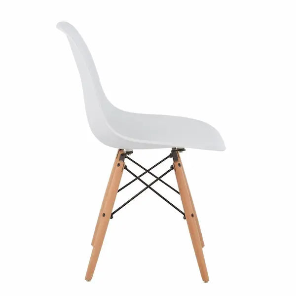 Chaise scandinave en plastique blanc et pieds en bois par lot de 6