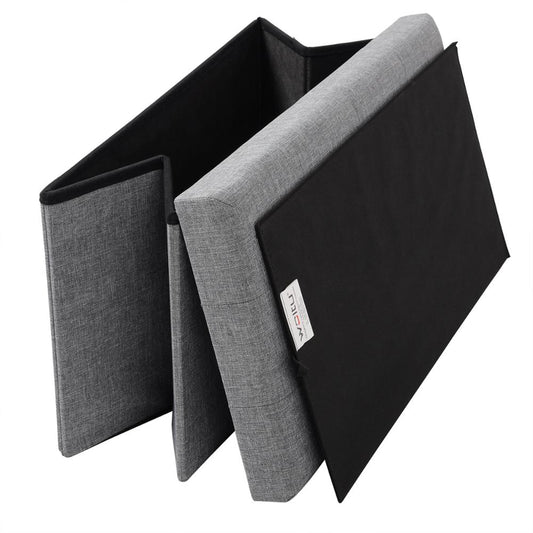 Banc de rangement pliable en tissu avec couvercle capitonné