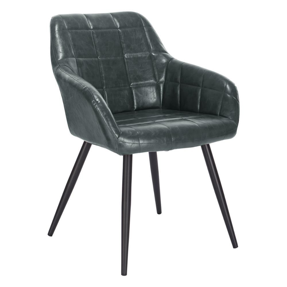 Chaise moderne à large dossier surpiqué et pieds en métal