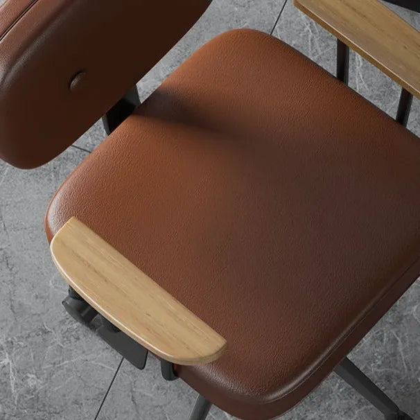Chaise de bureau scandinave contemporaine sur roulettes avec accoudoirs bois