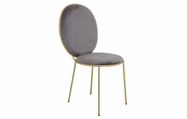 Chaise médaillon moderne avec assise en velours et cadre en métal doré