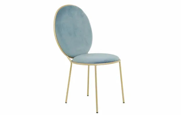 Chaise médaillon moderne avec assise en velours et cadre en métal doré