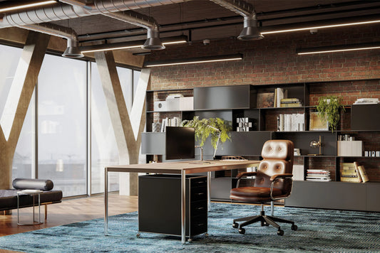 Chaise de bureau ergonomique en cuir sur roulettes avec accoudoirs et dossier haut HERITAGE 80 DIRECTION GRAND