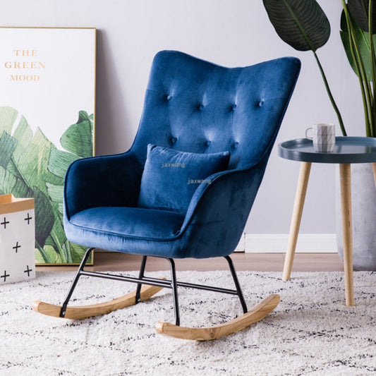 Chaise à bascule scandinave assise fauteuil à dossier haut bord incurvé