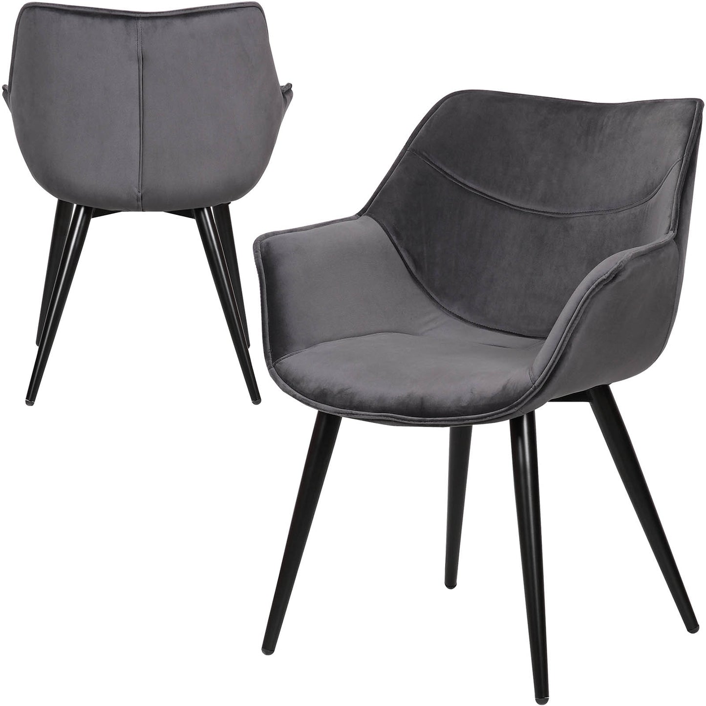 Fauteuil design velours et métal noir Concepto