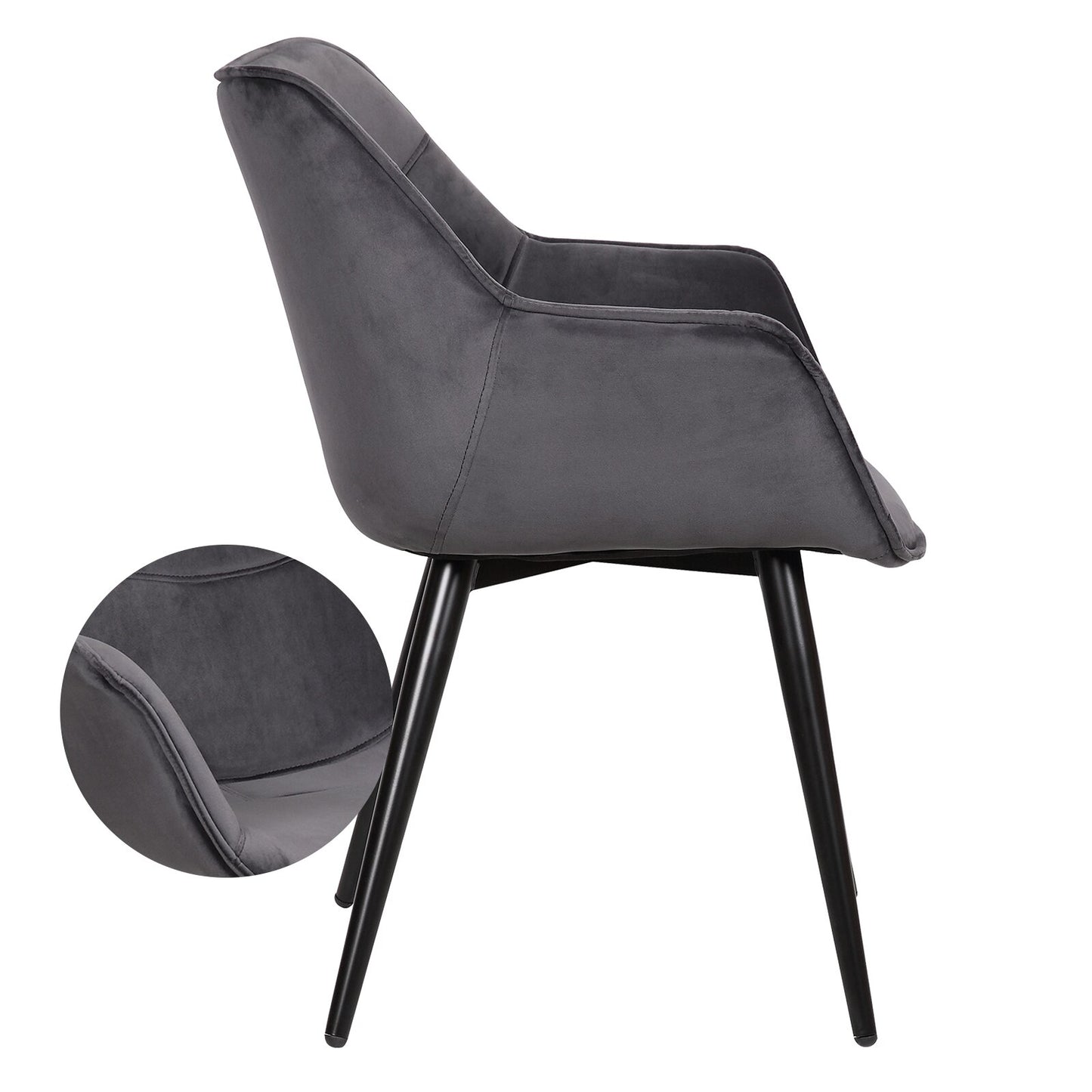 Fauteuil design velours et métal noir Concepto