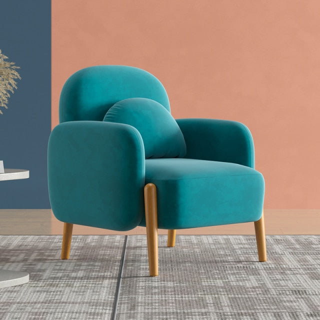 Fauteuil scandinave moderne confort turquoise