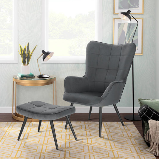 Fauteuil relax à dossier large avec repose pieds