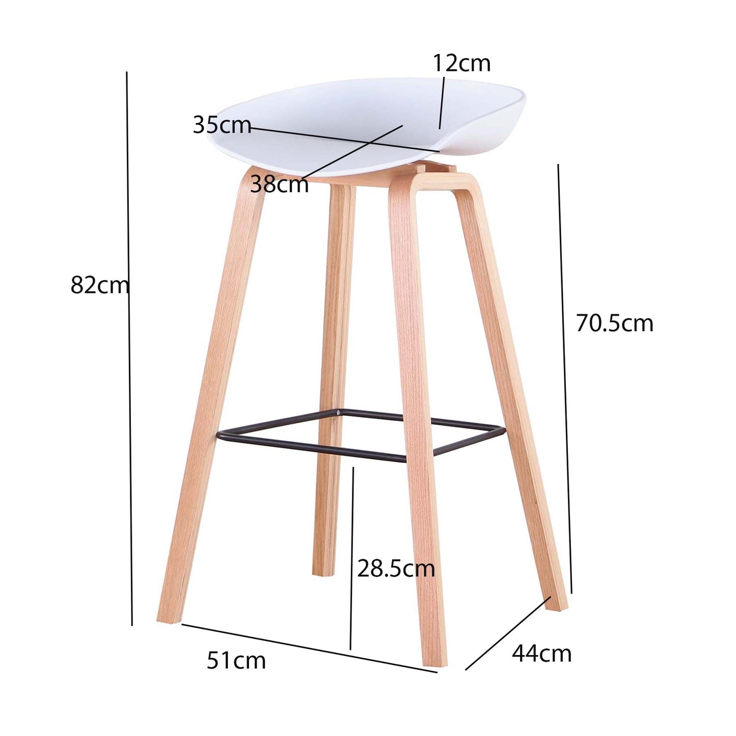Tabouret de bar nordique en bois clair et assise résine