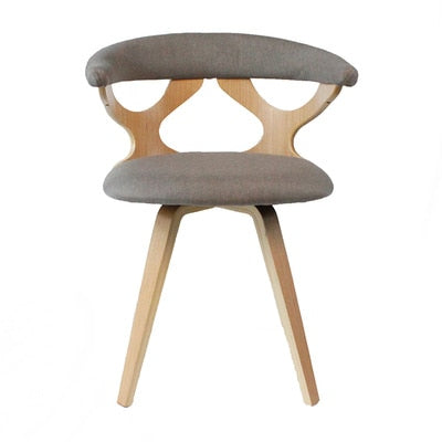 Chaise scandinave design bois et tissu à dossier en demi cercle