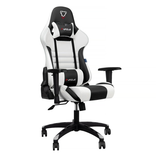 Chaise de bureau ergonomique sur roulettes avec accoudoirs GAMY blanche et noire