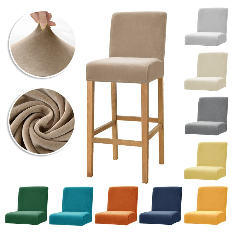 Housse pour chaise de bar unie extensible et lavable