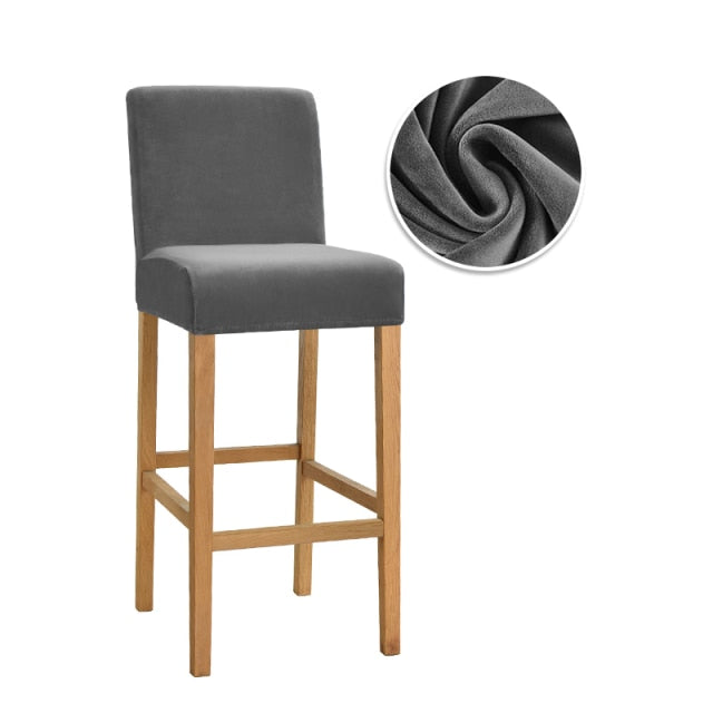 Housse pour chaise de bar unie extensible et lavable